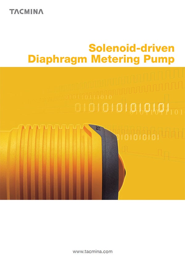 Tacmina cover art for brochure for solenoid-driven diaphragm metering pumps